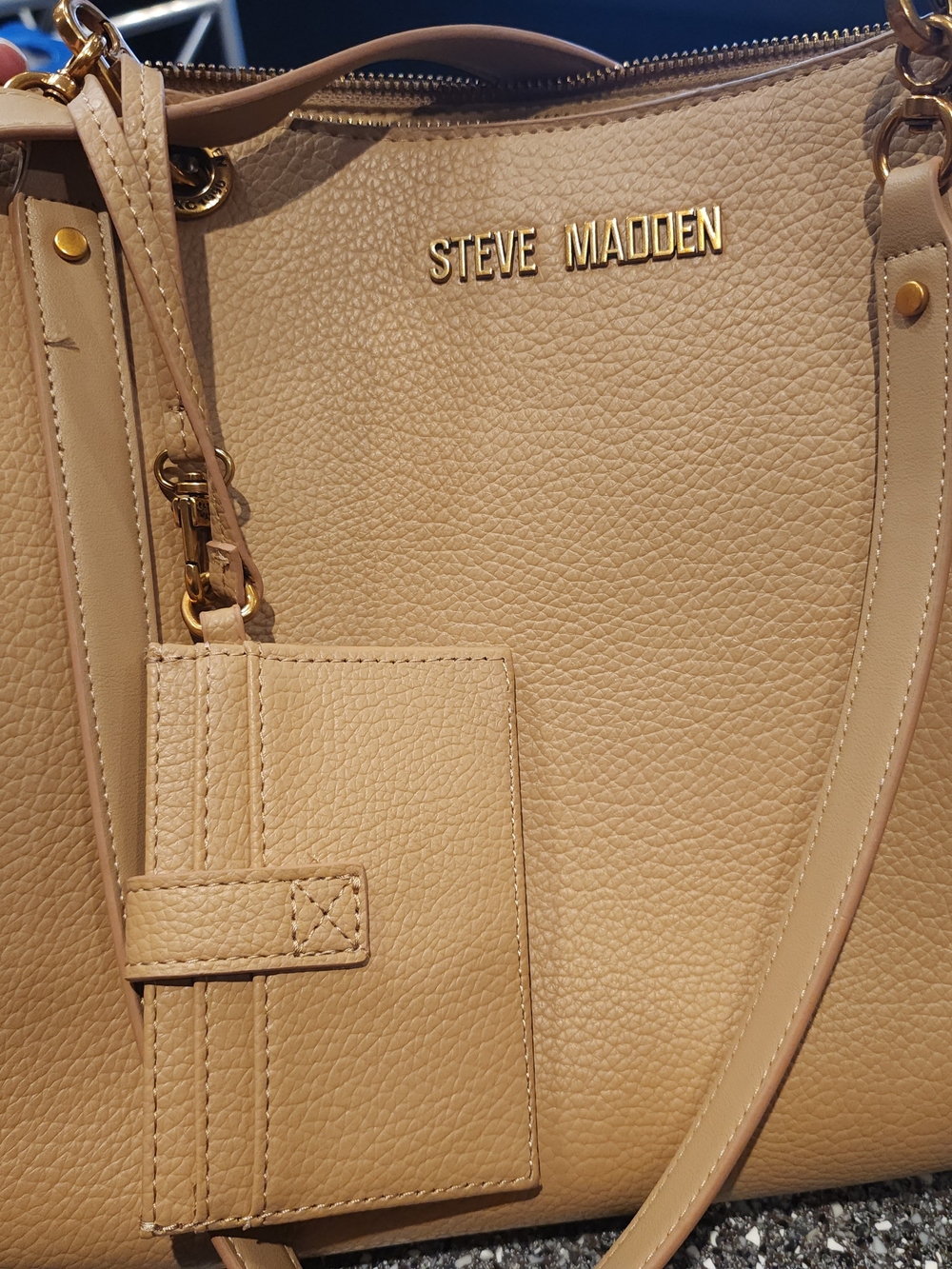 Steve Madden Beige Pebbled Tote Bag